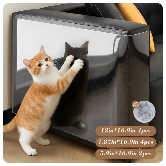 LAMIRO 4Pcs 12"x17"&4Pcs 8"x17"&2Pcs 6"x17" Door Protector Against Dog Scratching,Couch Guard Against Cat Claws,Easy to Reuse and Move,Thoughtful Gift for Multi-Cat Families,Couch Scratch Protector