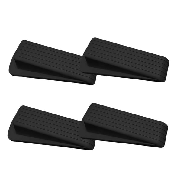 LAMIRO 4Pcs Door Stoppers for Bottom of Door,Flexible Yet Resilient Door Blocker for Bottom of Door,Anti-Slip Texture Design Door Stoppers Security,black