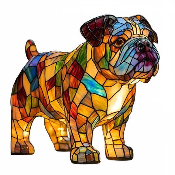 LAMIRO 5.91" Bulldog Resin Table Lamp, Warm LED Night Light