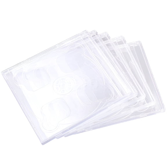 LAMIRO 5 Pack Dual CD Jewel Cases with Clear Tray - Standard Size Empty Replacement DVD Case for CDs and DVDs - Transparent Plastic Disc Storage Package with Interlocking Tray and Album Art Insert