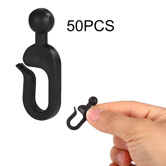 LAMIRO 50 Pack Plastic Hooks for Gazebo Curtains and Mosquito Netting Black Curtain Track Hooks Gazebo Accessories
