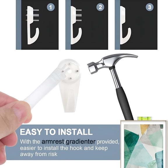 LAMIRO 50PCS Picture Hangers Hanging Kit,Walls Hooks Without Drilling,Max Load 10lbs,L