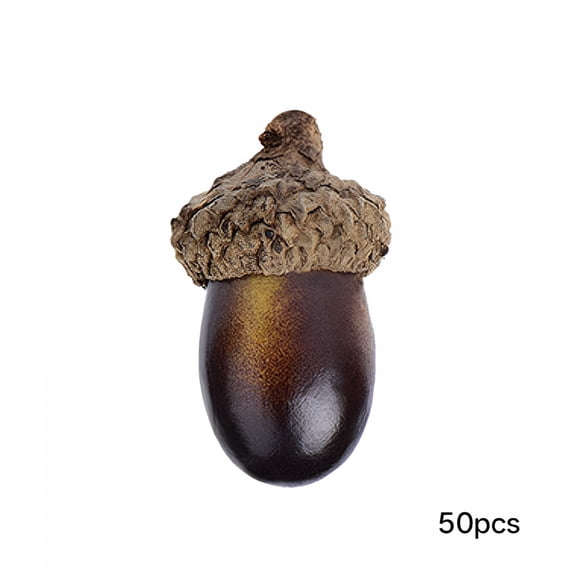 LAMIRO 50Pcs/Set 3Cm Artificial Acorn Decor Fake Nutty Craft Acorns Acorn with Natural Acorn Cap Fruit Props Simulation Mini Acorns for Fall Home Kitchen Decor Autumn Thanksgiving