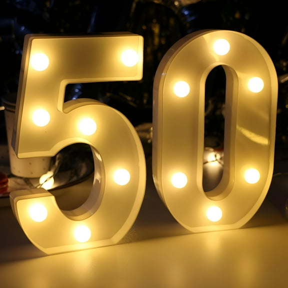 LAMIRO 50th Birthday Party Decorations for Her & Him,50th Birthday Centerpieces Table Decorations for Women & Men,Light Up Numbers 50 Sign for Wedding Anniversary Backdrop Wall Decor,Gifts