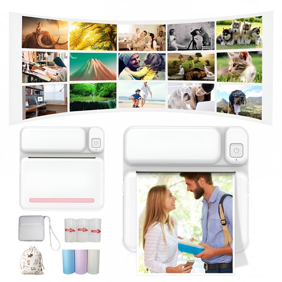 LAMIRO 57mm Portable Bluetooth Thermal Printer, Mini Wireless Inkless Photo & Label Maker for iOS Android, Pocket POS Printer with App for Travel, Organization, and Instant Memories