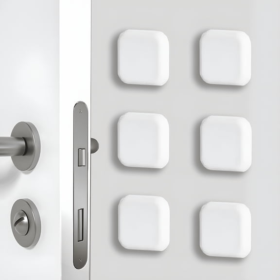 LAMIRO 6 Pack Door Stoppers Wall Protector,Silicone Door Bumper Self-Adhesive Wall Shield,Wall Protectors from Door Knobs,Strong Adhesive to Most Surfaces,White