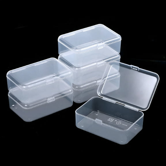 LAMIRO 6 Packs Small Plastic Storage Containers,Clear Rectangle Bead Organizer Case with Lids for Crayons,Crafts,Bobby Pin Holder (3.7x 2.4in)