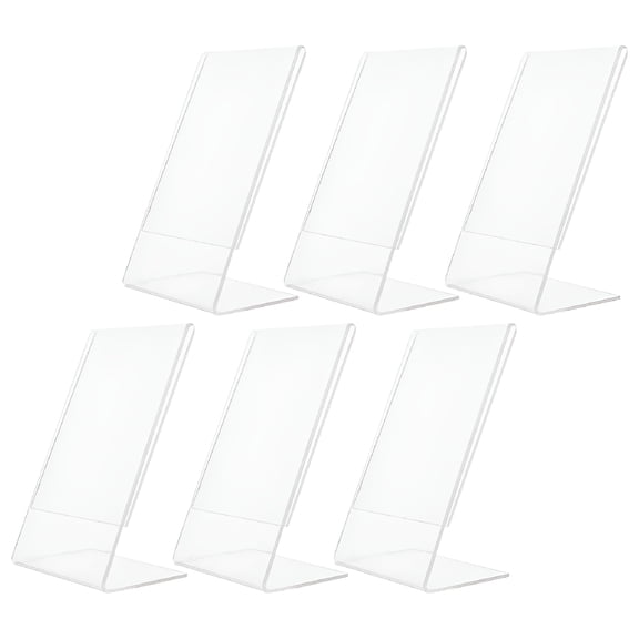 LAMIRO 6 Pcs Clear Acrylic Picture Frames 3.5x5.5 Inch, Transparent Photo Frame Set with L-Shaped Stand for Desk, Home, Office, Retail Display