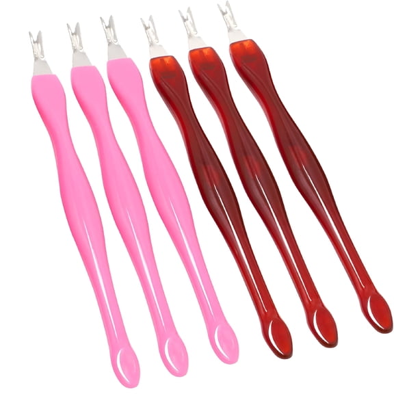 LAMIRO 6 Pcs Cuticle Trimmer Pusher, Stainless Steel V-Shaped Dead Skin Remover, Plastic Handle Manicure Pedicure Tool