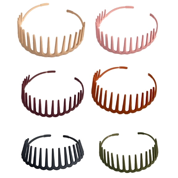 LAMIRO 6 Pieces Zigzag Shark Tooth Hair Comb Headbands Wrapped Cloth Hard Hairbands Wave Shape Plastic Hair Band Hair Accessory