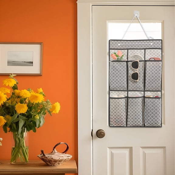 LAMIRO 6 Pockets Over the Door Shoe Organizer,Hanging Shoe Organizer for Door with 6 Mesh Pockets Large Capacity Shoe Hanging Storage Bag
