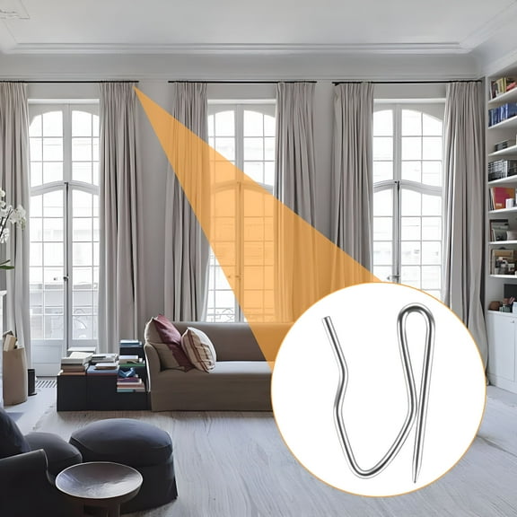 LAMIRO 60 Pcs Curtain Hooks,Metal Drapery Hooks Pins Pin-on Hooks,Pinch Pleat Curtain Hangers Hook for Window Curtain Shower Curtain Door Curtain (Silver)