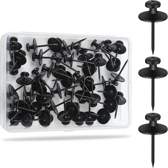 LAMIRO 60Pcs Double Headed Nails for Hanging Pictures,Wall Hangers Without Nails,Thumb Tacks for Wall,Renter Friendly Decor Push Pins for Tapestry Frame Art Picture,Key Holder Wall Mount-Black
