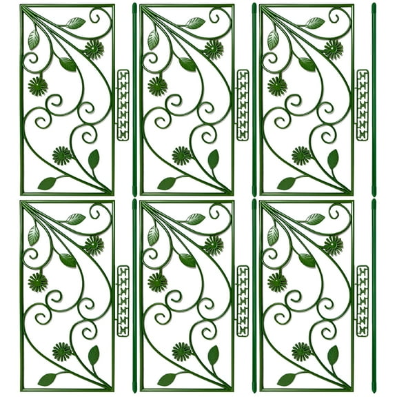 LAMIRO 6Pcs Tall Garden Trellis Fence Panels Metal Folding Flower Bed Grid Lattices