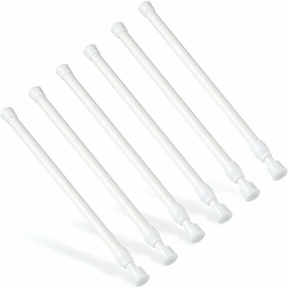 LAMIRO 6Pcs Tension Rod,Tension Rods for Windows,No Drilling Rustproof Spring Adjustable Tension Curtain Rod for Doors,Windows,Wardrobe Bars,Drying Support Rods (White,12-20")
