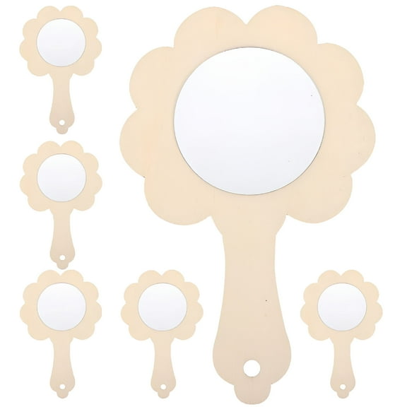 LAMIRO 6Pcs Wooden Small Mirrors Kids Mirrors DIY Wood Mirrors Hand Mirrors Unfinished Mini Mirrors