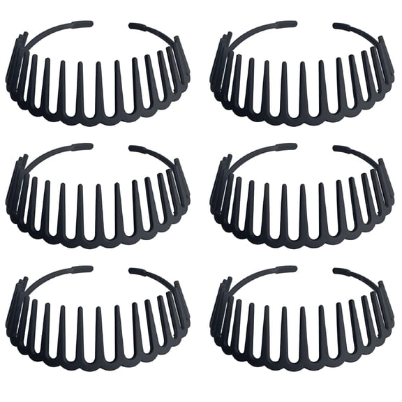 LAMIRO 6pcs Zigzag Shark Tooth Hair Comb Headbands Wrapped Cloth Hard Hairbands Textured Plastic Face Wash Basic Headband