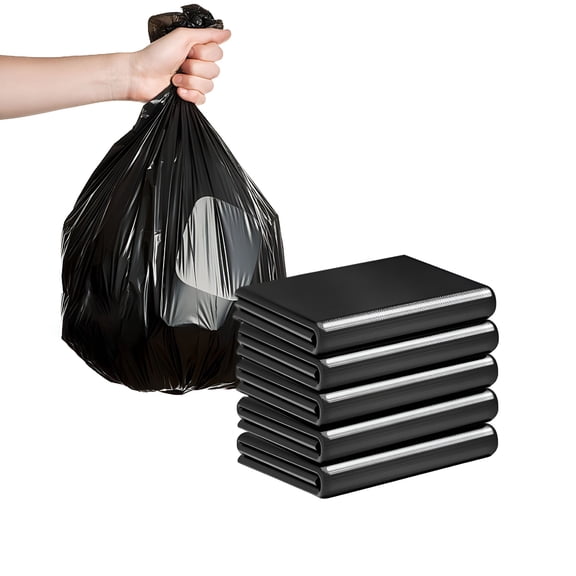 LAMIRO 8 Gallon Trash Bags 50 Count, 21x25 Inch Large Black Garbage Bags, 3.5 Mil Heavy Duty Extra Thick Rubbish Sacks for Commercial, Household, Lawn Waste