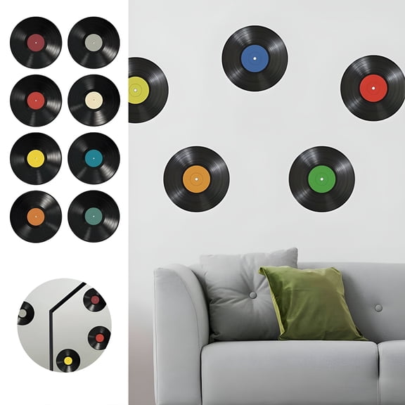 LAMIRO 8 Pcs Blank Vinyl Record Wall Decor, 9 Inch Vintage Cardboard Music Posters, Retro 50s Aesthetic Room Collage Kit For Home Party