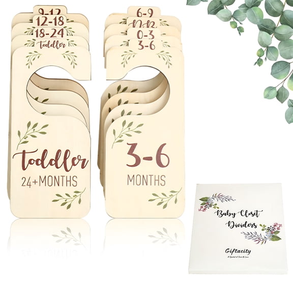 LAMIRO 8-Piece Wooden Wardrobe Dividers for Clothes by Age Unisex Baby Closet Organizers