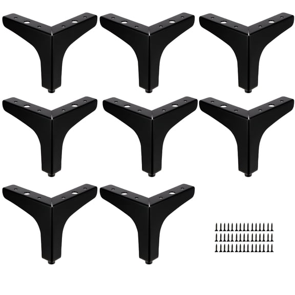 LAMIRO 8Pcs 6 Inch Black Furniture Legs,Replacement Iron Triangle Sofa Legs with Screws,DIY Furniture Leg