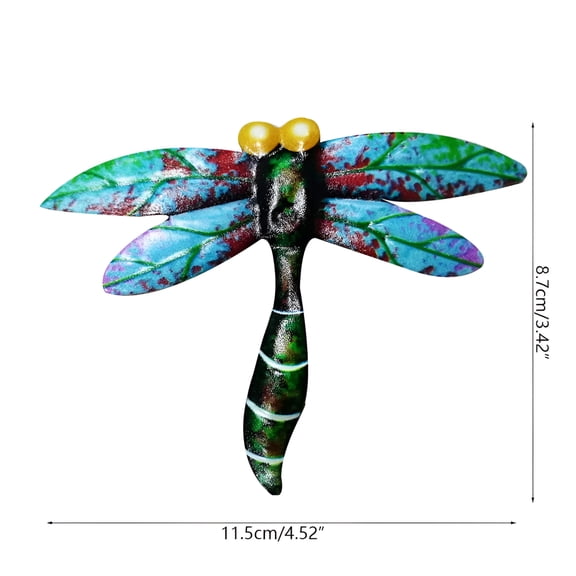 LAMIRO 8pcs 3D Dragonfly Wall Decor Wrought Iron Sculptures Garden Home Window Decoration Crafts Indoor Outdoor Hanging Ornaments