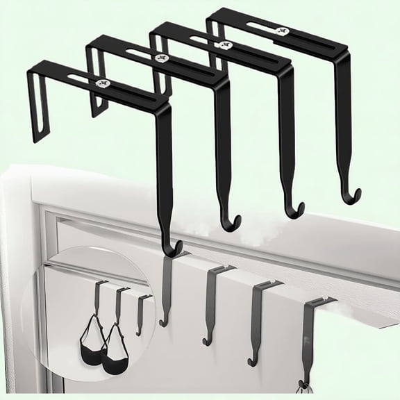 LAMIRO Adjustable Cubicle Hooks,4 Pack Metal Black Partition Hanger Set for Office Whiteboard Wall Panels
