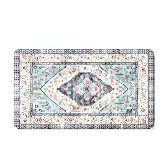 LAMIRO Anti Fatigue Kitchen Mats for Floor,17.3" x 29" Vintage Blue Cushioned Kitchen Rugs,Non-Slip Waterproof Kitchen Sink Standing Mat Wipe Clean for Kitchen,Laundry Floor