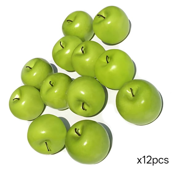LAMIRO Artificial Green Apples 12 Pack, Faux Fruit Decor for Kitchen Bowls and Vases, Realistic Fake Fruit