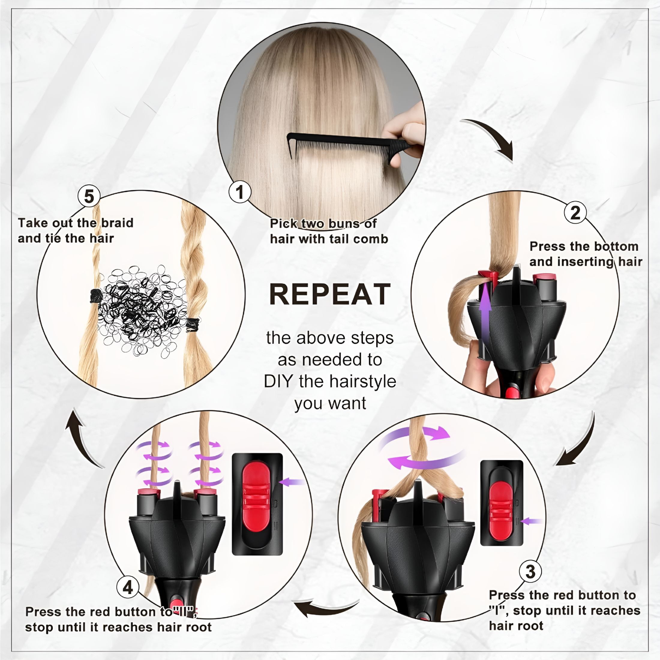 LAMIRO Automatic Hair Braider Electric Hair Braiding Machine DIY ...