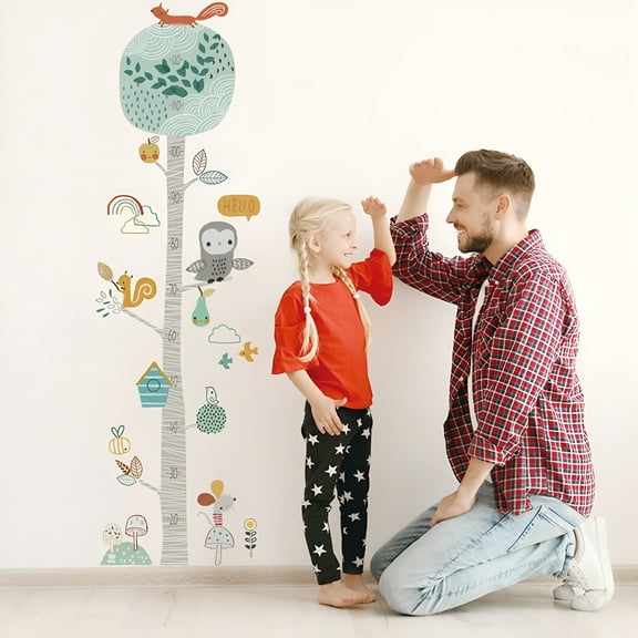 LAMIRO BabyChart Canvas Growth Height Chart - Removable Wall Decor with Wooden Frame Rope for Kids' Nursery