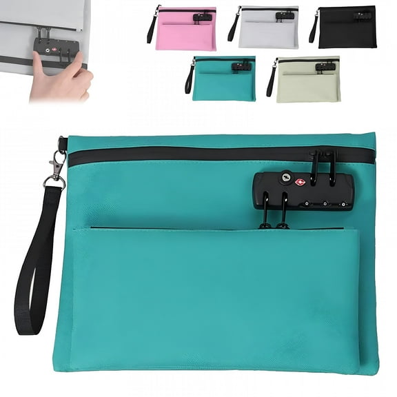 LAMIRO Bag with Lock,Locking Medicine Box,Cash Box with Lock,Small Safe for College Dorm Room,Purse Lock,Portable Lock Box,Notary Bag with Lock Money Safe