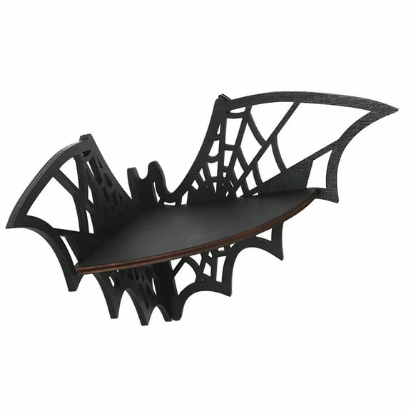 LAMIRO Bat Shelf Halloween Wall Decor Living Room Spooky Goth Hanging Coffin Shelf with Hooks