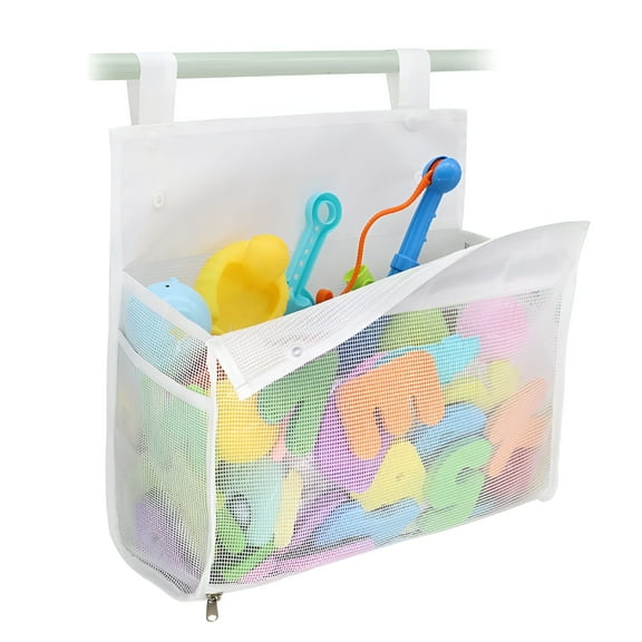 LAMIRO Bath Toy Storage Bag Hanging Organizer for Toddler Bathtub Toys Large Opening Shower Toy Holder Family Bathroom Home Textile Storage