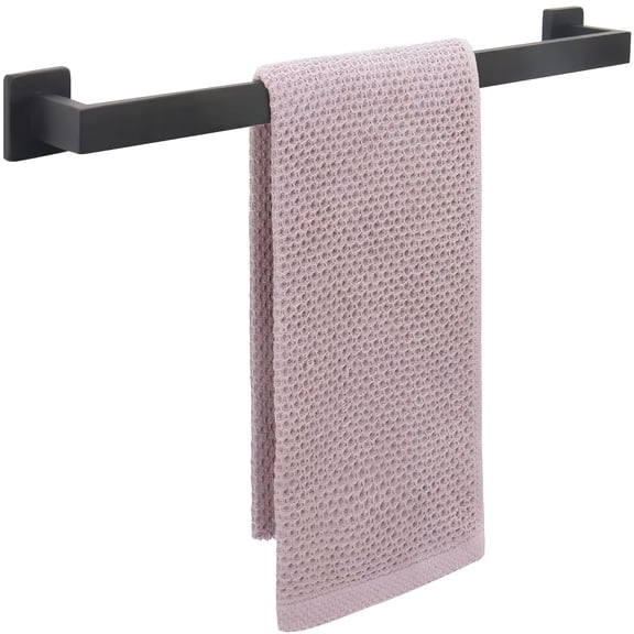LAMIRO Bathroom Towel Bar,Bath Accessories Premium Thicken Stainless Steel Square Shower Towel Rack for Bathroom,Towel Holder Wall Mounted (Matte Black,16 Inch)