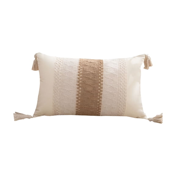 LAMIRO Boho Decorative Throw Pillowcase with Handmade,Soft Embroidery Accent Cushion for Couch