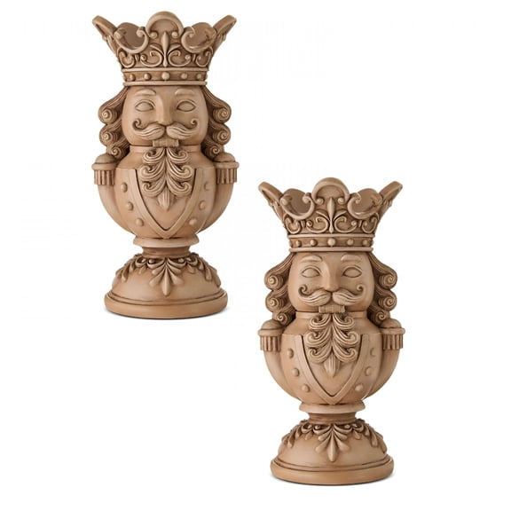 LAMIRO Brown Polyresin Nutcracker Christmas Pillar Candle Holder Christmas Candle Holder,7.87",2Pcs