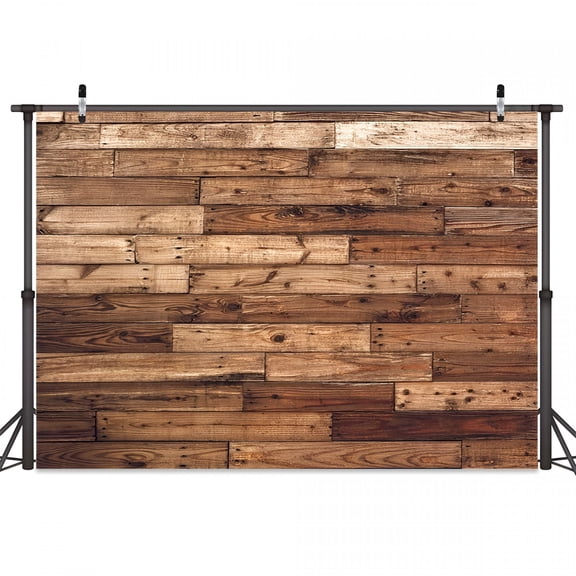 LAMIRO Brown Wood Backdrop Rustic Backdrop Wooden Floor Photo Background Cloth Newborn Baby Shower Birthday Party Background Wall Decor 8X6FT