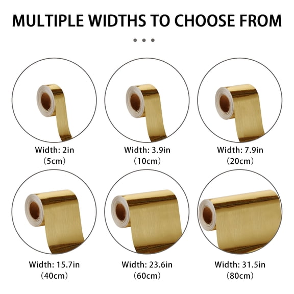 LAMIRO Brushed Gold Peel and Stick Wallpaper Border,PVC Self Adhesive Removable Contact Paper,Waterproof Mirror Frame Sticker for Bathroom,Kitchen and DIY Decor,394''L x 3.94''W