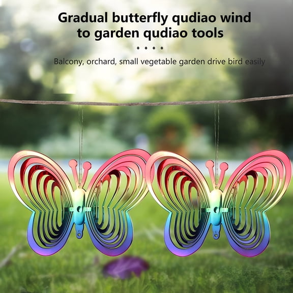 LAMIRO Butterfly Metal Wind Spinners - 3D Hanging Reflective Bird Repellent,Spinner Hanging for Yard and Garden,Kinetic Wind Catchers & Spinners Decoration for Patio Lawn