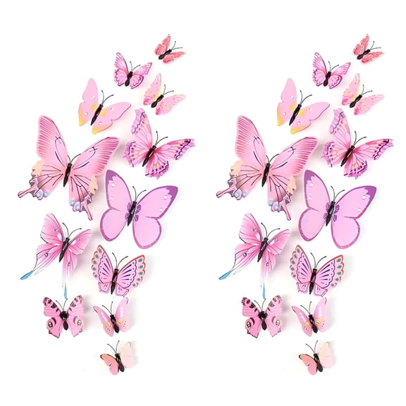 LAMIRO Butterfly Wall Decor 24 Pcs,3D Butterflies Stickers for Party Decorations With Magnets,Colorful,24