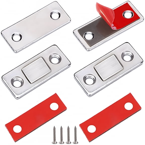 LAMIRO Cabinet Magnetic Catch 2 Pack, Ultra Thin Stick On Drawer Magnets, No Drill Magnetic Door Latch for Kitchen Closet, Silent Closure Hardware