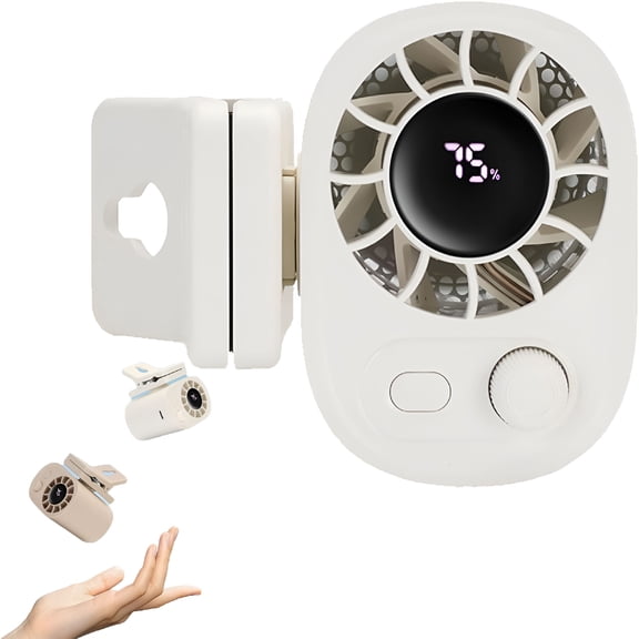 LAMIRO Car Clip On Fan With Led Display - 360 Rotation, Car Seat Fan, Usb Rechargeable Personal Cooling Fans 1800mah Battery, Portable Car Fans For Instant Summer Cooling