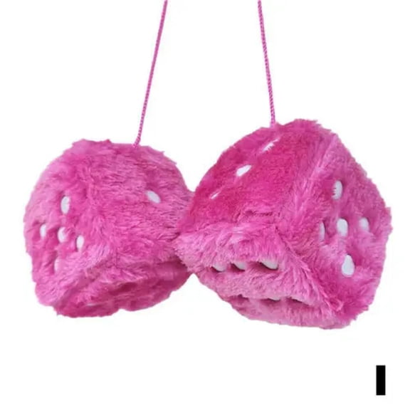 LAMIRO Car Colorful Soft Spotty Furry Fluffy Hanging Mirror Dice Decor