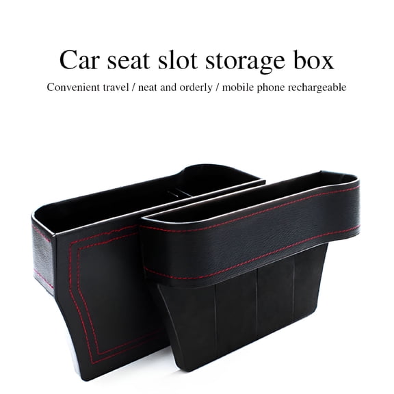 LAMIRO Car Seat Automotive Accessories for Cars Pockets Leather Car Console Side Organizer Seat Gap-Filler Catch Caddy