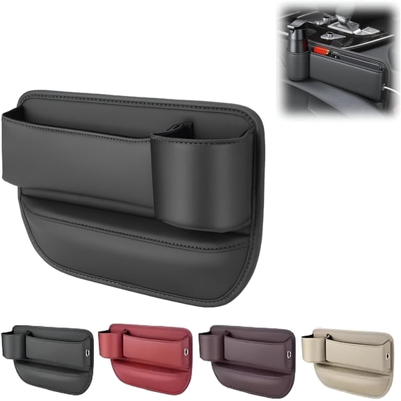 LAMIRO Car Seat Storage, New Upgraded Car Seat Storage Box With Cup Holder, Seat Gap Storage Box, Cup Holder Gap Bag For Car, Adjustable Car Seat Storage Box (Passenger seat, Black)