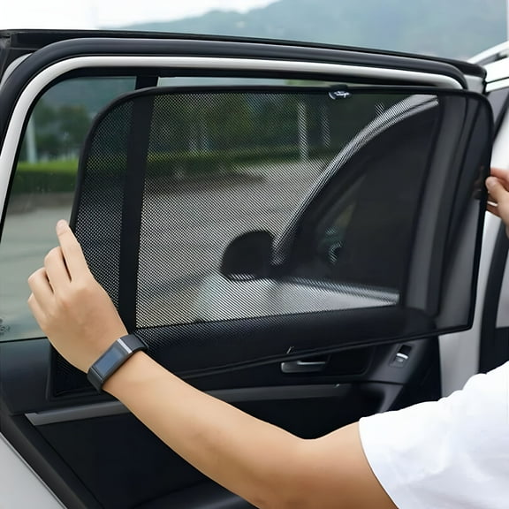 LAMIRO Car Window Shades Car Window Screens Block Sun Rays to Keep Passengers, Pets and Car Interior Cool and Comfortable Elasticized Universal Mesh Car Shades Fit Most Vehicles (4 Pack)