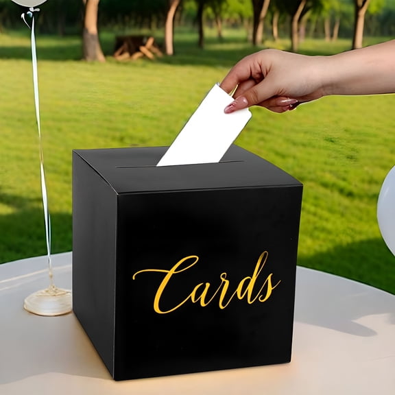 LAMIRO Card Box with Silver Foil Design,Gift Cards Receiving Box for Birthdays Party,Wedding Receptions,Bridal & Baby Showers,Graduations,Retirements,Anniversaries