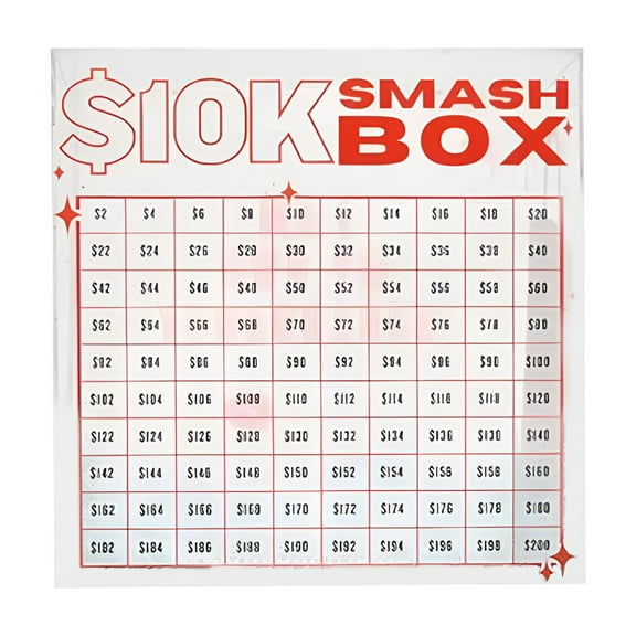 LAMIRO Cash Smash Box,Budget Planner Cash Savings Box,Transparent Portable Digital Box for Cash,Valuables,and Emergency Funds Red