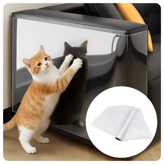 LAMIRO Cat Couch Protector, Couch Guard Against Cat Claws, Residue-Free Adhesive, Perfect Gift for Cat Parents, Cat Furniture Protector, 78.74x11.81x0.12 in, Clear